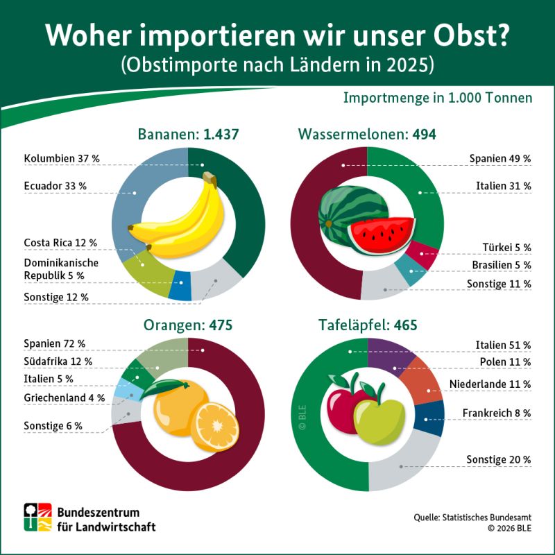 Obstimporte nach Deutschland 2025